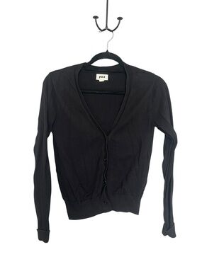 Pact Women's Black V-Neck Button-Up Cardigan
